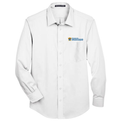 Devon & Jones Men's Crown Collection Solid Stretch Twill Woven Dress Shirt Thumbnail