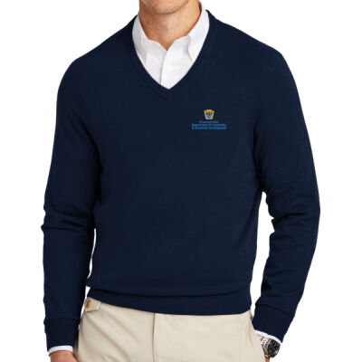 Brooks Brothers Cotton Stretch V Neck Sweater Thumbnail