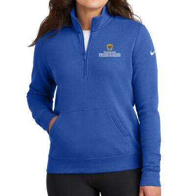 NIke Women's Club Fleece Sleeve Swoosh 1/2 Zip Thumbnail