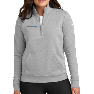 NIke Women's Club Fleece Sleeve Swoosh 1/2 Zip Thumbnail
